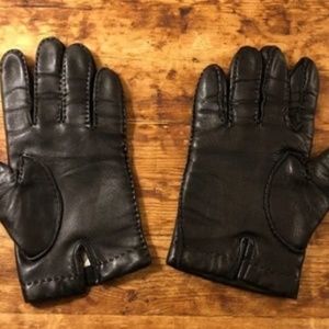 BROOKS BROTHERS Cashmere Lined Black Leather Gloves Men's size L